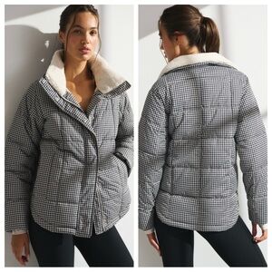 Abercrombie & Fitch YPB NWT On The Go Iconic Puffer Jacket Houndstooth Full-Zip